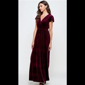 Burgundy velvet maxi dress